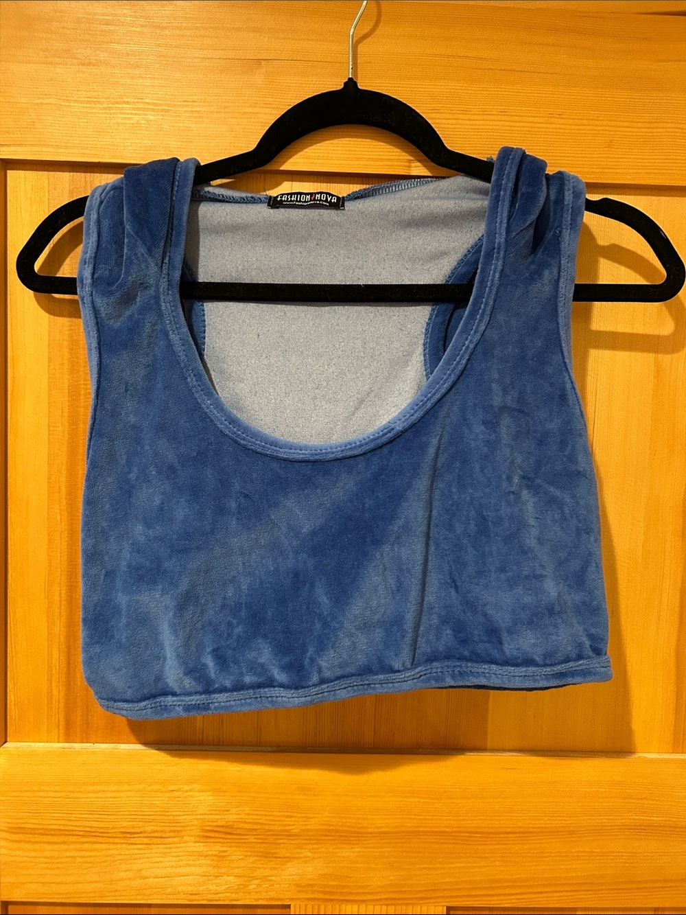 Fashion Nova Blue Velour Crop Tank